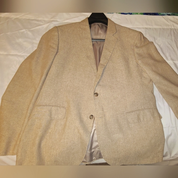 STAFFORD Tan Linen / Cotton Blend Classic Fit 2 Button Sport Coat Size 44R - Picture 1 of 3